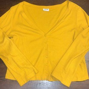 Mustard yellow ASOS/Noisy May waffle knit cardigan
